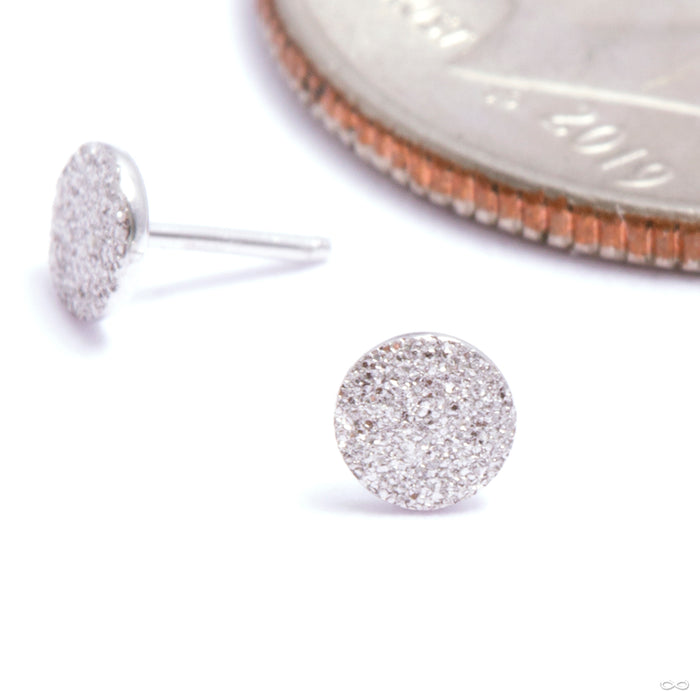 Crushed Diamond Textured Disc Press-fit End in Gold from Auris Jewellery in white gold