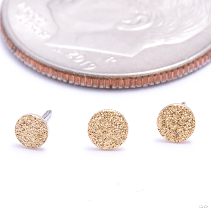 Crushed Diamond Textured Disc Press-fit End in Gold from Auris Jewellery in yellow gold