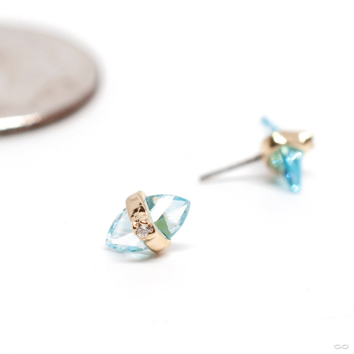 Crystalized with Diamond Press-fit End in Gold from Pupil Hall with blue topaz