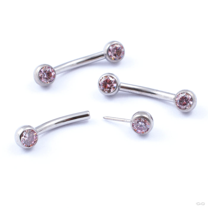 Curved Press-fit Post with Side-set Stones in Titanium from Neometal with morganite