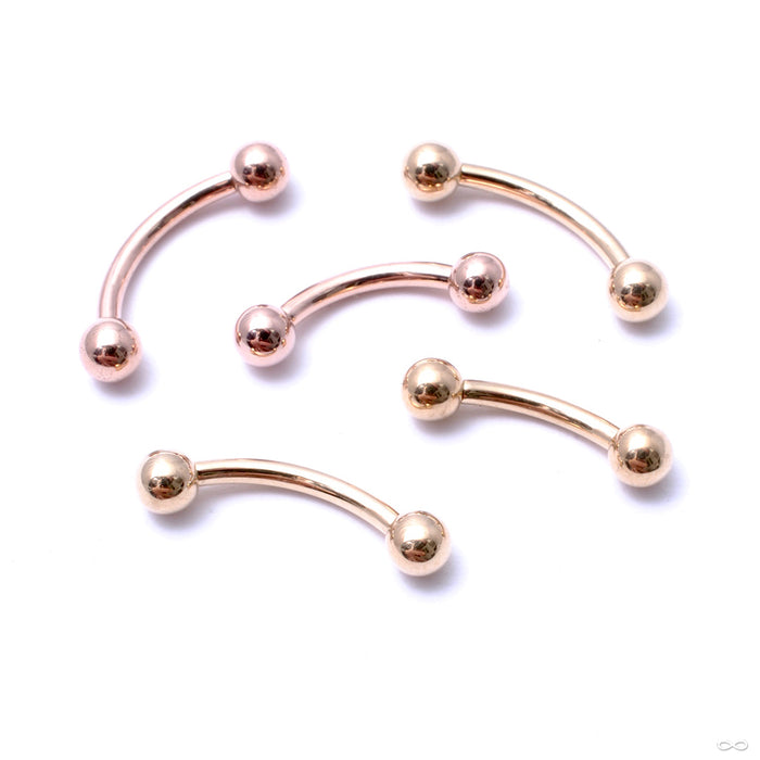 Curved Threaded Barbell with Balls in Gold from LeRoi in assorted materials