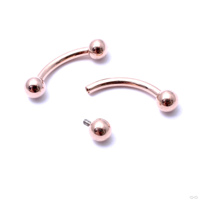 Curved Threaded Barbell with Balls in Gold from LeRoi in rose gold