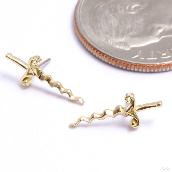 Dagger Press-fit End in Gold from Phoenix Revival Jewelry in a yellow gold group