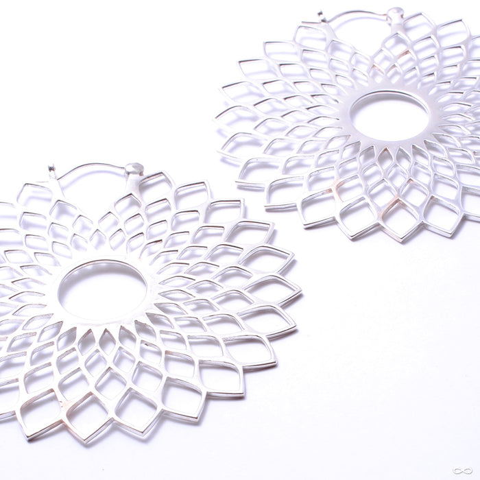 Dahlia Earrings from Tawapa in Silver-plated White Brass