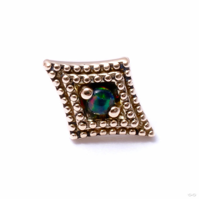 Diamond Double Millgrain Press-fit End in Gold from LeRoi with Black Opal