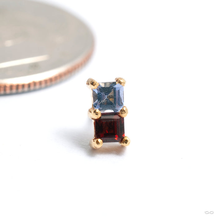 Double Lumine Press-fit End in Gold from Quetzalli with tanzanite & garnet