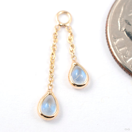 Double Pear Charm in Gold from Modern Mood in yellow gold with moonstone