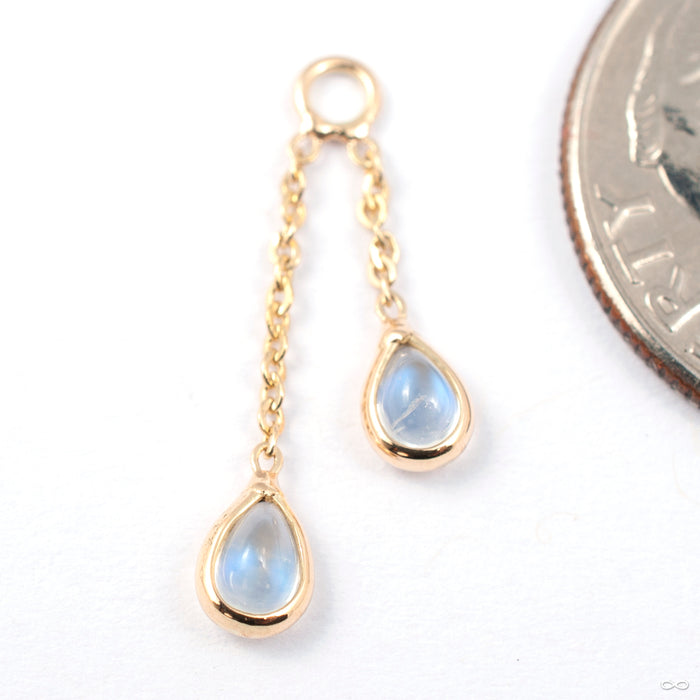 Double Pear Charm in Gold from Modern Mood in yellow gold with moonstone