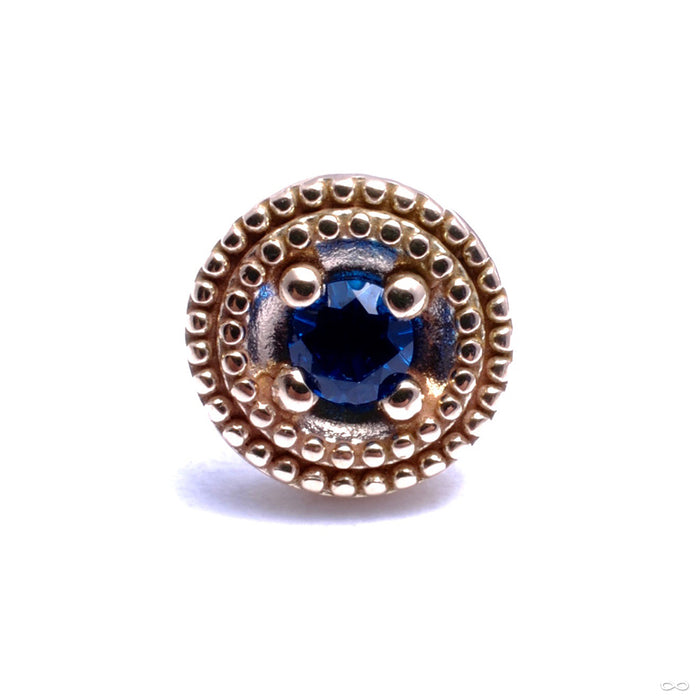 Double Millgrain Round Press-fit End in Gold from LeRoi with Sapphire
