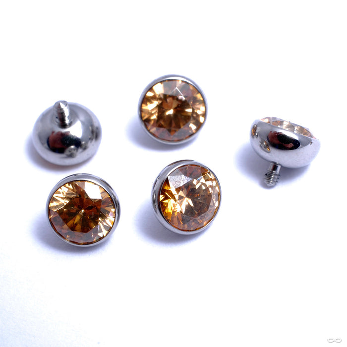 Extreme Low Profile Gem Ball Threaded End in Titanium from Industrial Strength with amber
