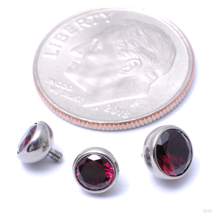 Extreme Low Profile Gem Ball Threaded End in Titanium from Industrial Strength with dark ruby