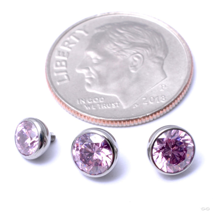 Extreme Low Profile Gem Ball Threaded End in Titanium from Industrial Strength with pink