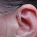 Sabrina with Two Clusters Press-fit End in Gold from Anatometal in a forward helix piercing