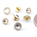 Flat Back Faceted Gem Threaded End in Titanium Anodized Gold from Industrial Strength in assorted sizes