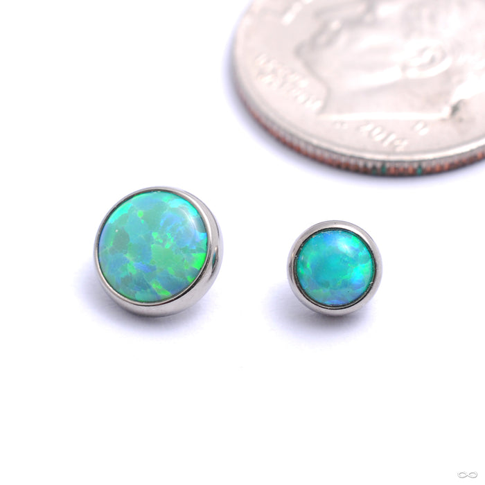 Flat Back Faux-pal Cabochon Threaded End in Titanium from Industrial Strength with lime opal