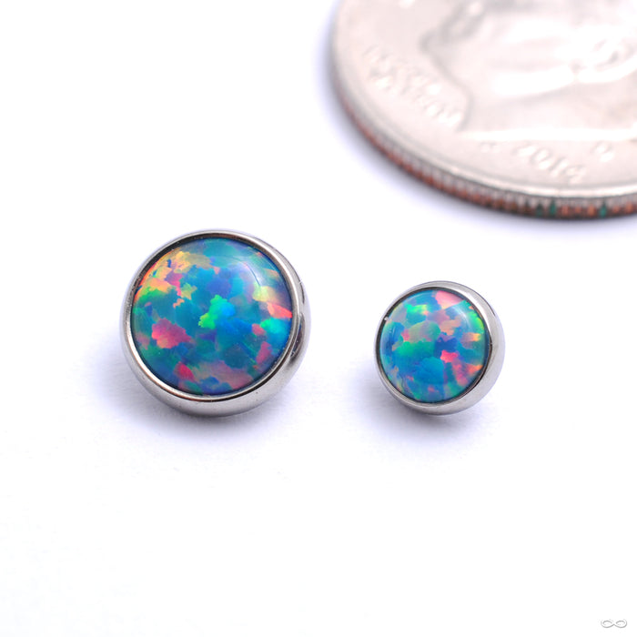 Flat Back Faux-pal Cabochon Threaded End in Titanium from Industrial Strength with teal opal