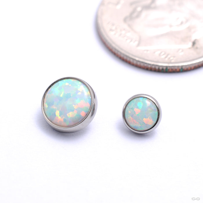 Flat Back Faux-pal Cabochon Threaded End in Titanium from Industrial Strength with white opal