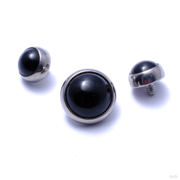 Flat Back Stone Cabochon Threaded End in Titanium from Industrial Strength with onyx