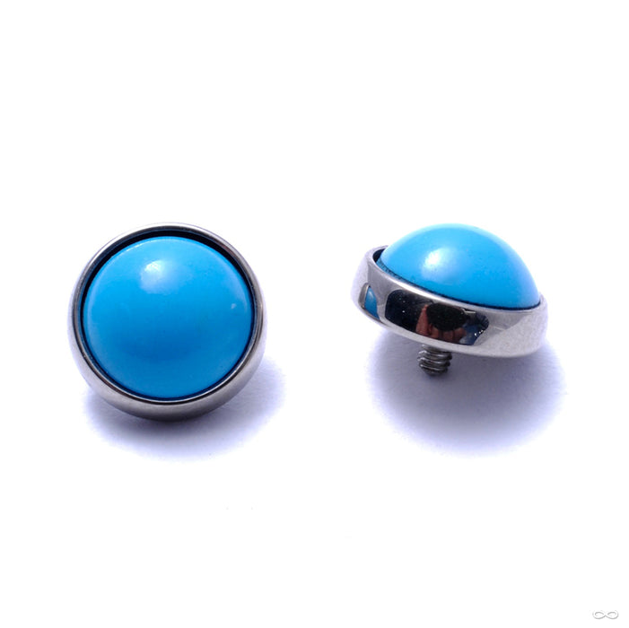 Flat Back Stone Cabochon Threaded End in Titanium from Industrial Strength with turquoise