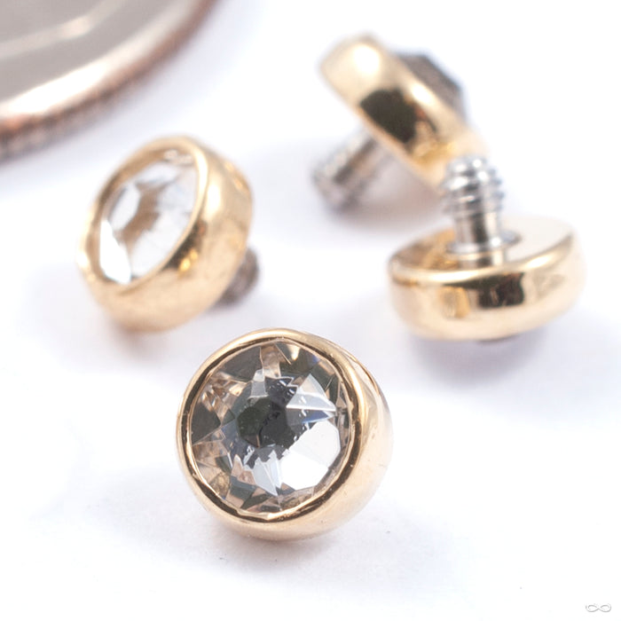 Flat Bottom Gem Threaded End in Gold from Anatometal in a group of yellow gold with cz