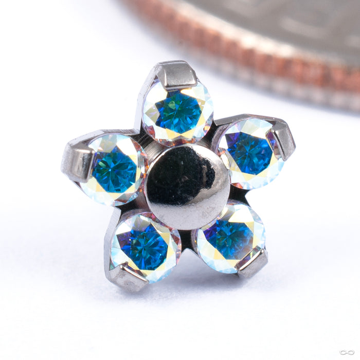 Flower Press-fit End in Titanium from NeoMetal in aurora borealis