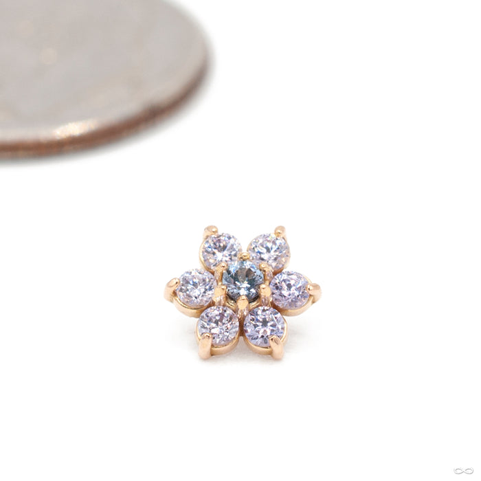 Flower Threaded End in Gold from Anatometal with lavendar