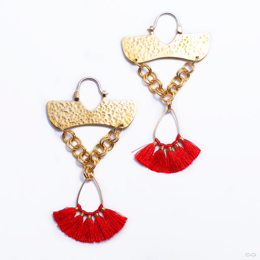 Flutter Hoop Earrings from Oracle with red tassel