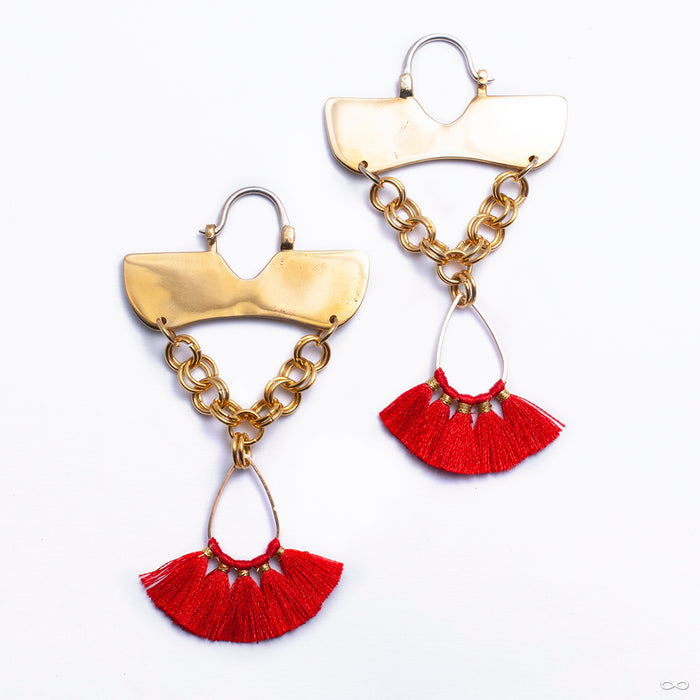 Flutter Hoop Earrings from Oracle with red tassel back view