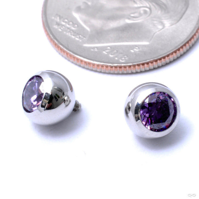 Gem Ball Threaded End in Stainless Steel from Industrial Strength with amethyst
