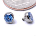 Gem Ball Threaded End in Stainless Steel from Industrial Strength with aquamarine