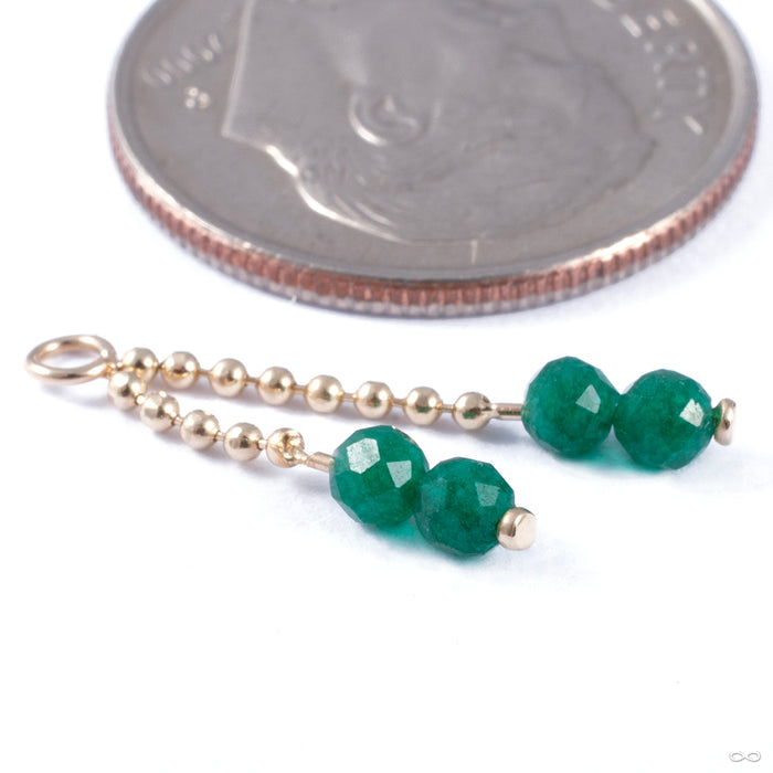 Gem Bead Duo Charm with Bead Chain in Gold from SO Fine Jewelry in yellow gold with emerald