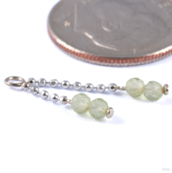 Gem Bead Duo Charm with Bead Chain in Gold from SO Fine Jewelry in white gold with peridot