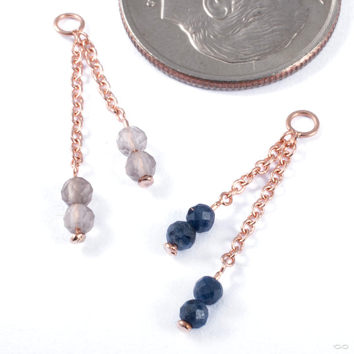 Gem Bead Duo Charm with Cable Chain in Gold from SO Fine Jewelry in rose gold with various stones
