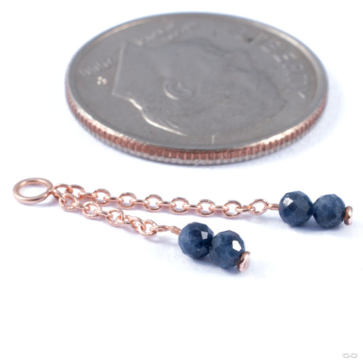 Gem Bead Duo Charm with Cable Chain in Gold from SO Fine Jewelry in rose gold with sapphire