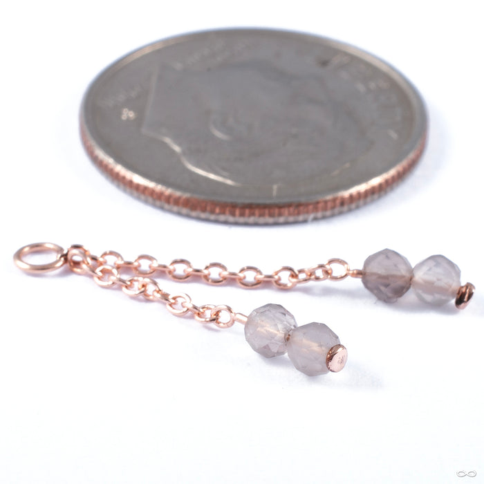 Gem Bead Duo Charm with Cable Chain in Gold from SO Fine Jewelry in rose gold with smoky quartz