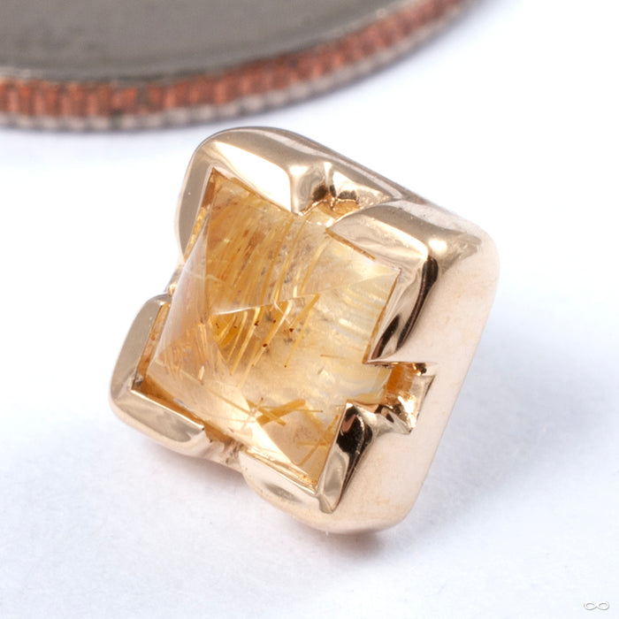 Gemmed Beta 04 Press-fit End in Gold from Tether Jewelry in yellow gold with rutilated quartz