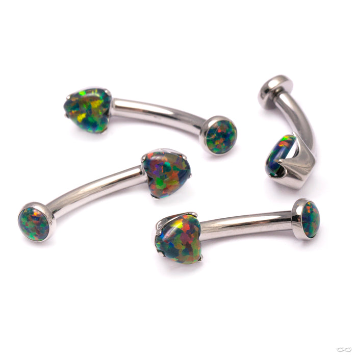 Heart Curved Barbell in Titanium from Anatometal with black opal
