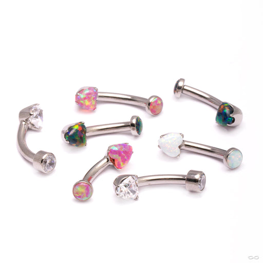 Heart Curved Barbell in Titanium from Anatometal in assorted materials