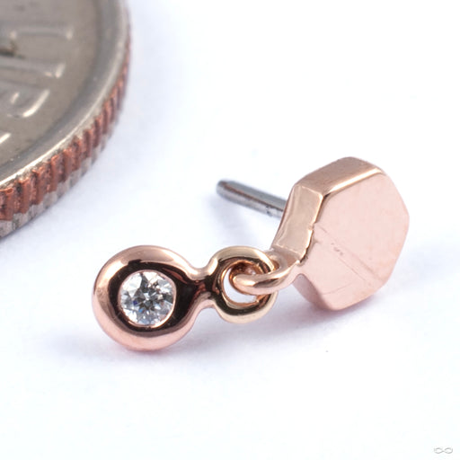 Hex Diamond Drop Press-fit End in Gold from Tether Jewelry in rose gold with diamond
