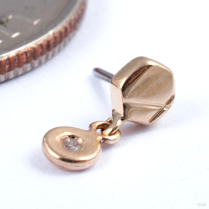 Hex Diamond Drop Press-fit End in Gold from Tether Jewelry in yellow gold with diamond