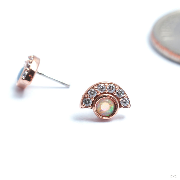 Kahlo with Stones Press-fit End in Gold from Buddha Jewelry with white opal & clear CZ
