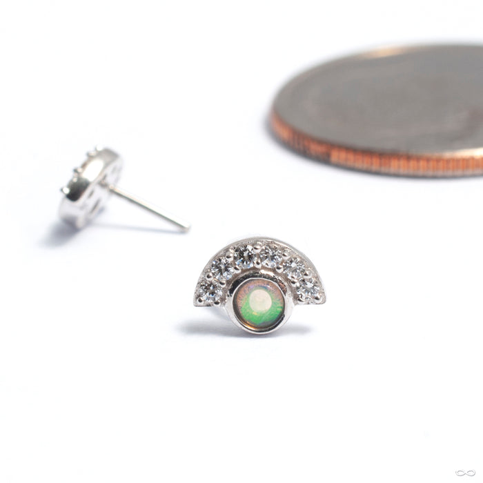 Kahlo with Stones Press-fit End in Gold from Buddha Jewelry with white opal & clear CZ