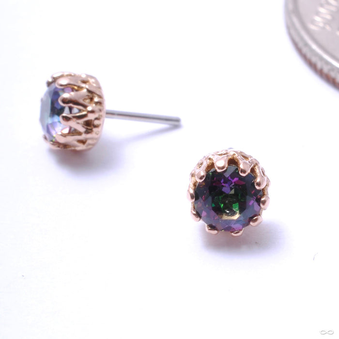 King Press-fit End in Gold from Anatometal with Mystic Topaz