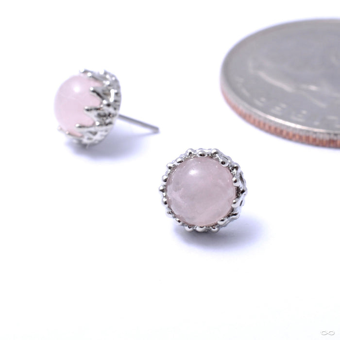King Press-fit End in Gold from Anatometal with rose quartz