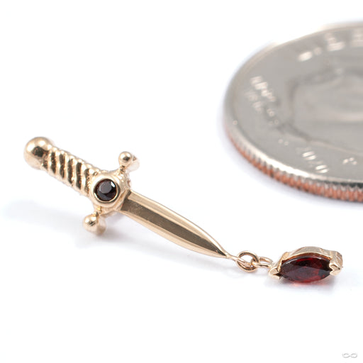 Kiss of Death Threaded End in Gold from BVLA in yellow gold with garnet