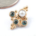 Large Round Sarai Threaded End in Gold from BVLA with white pearl and alexandrite