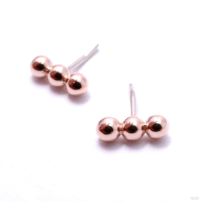 Linear Tri Bead Press-fit End in Gold from BVLA in rose gold