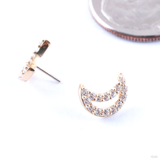 Lunar Press-fit End in Gold from Junipurr Jewelry in yellow gold with clear CZ
