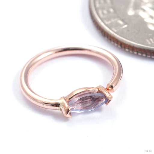 Marquise Fixed Bead Ring in Gold from Quetzalli in rose gold with tanzanite