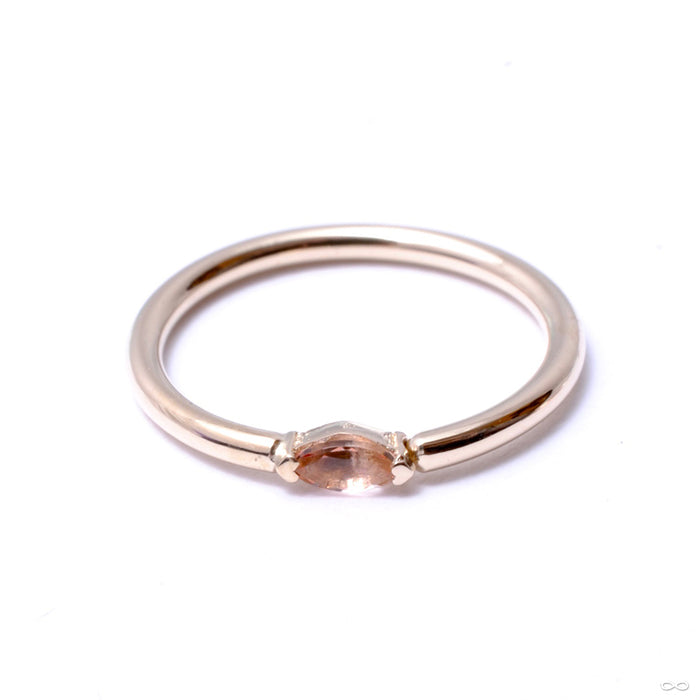 Marquise V Prong Seam Ring in Gold from BVLA with peach topaz